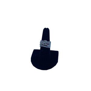 Fashion Women Color Separation Gold‎ Wedding Engagement Floral Ring (White, 7)